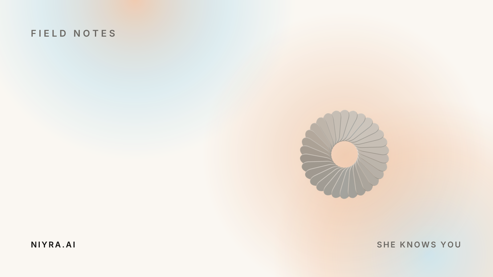 Niyra brand artwork for "Fifty-two integrations, one conversation, zero dashboards to babysit"